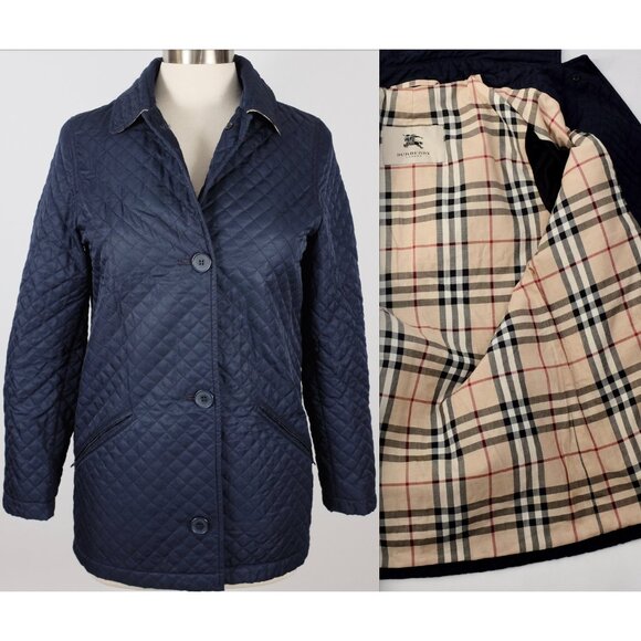 Burberry London Redcliff XS jacket coat quilted nova check lining navy - Picture 1 of 16